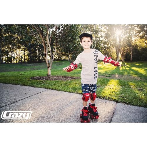  Crazy Skates Rocket Roller Skates for Boys and Girls - Great Beginner Kids Quad Skates - Black and Red