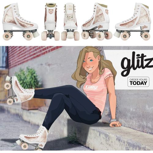  Crazy Skates Glitz Roller Skates for Women and Girls - Dazzling Glitter Sparkle Quad Skates