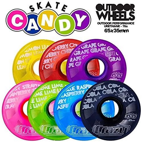  Crazy Skates Wheel Candy Roller Skate Wheels - Outdoor Urethane 78a Wheels for Roller Skates - Set of 4