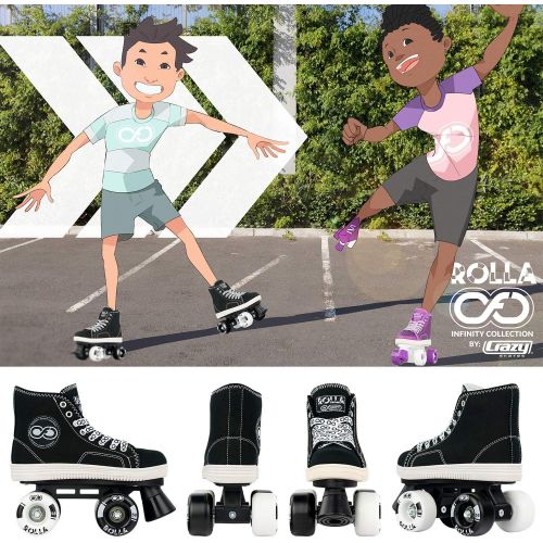  Crazy Skates Rolla Roller Skates for Boys and Girls - Sneaker-Style Kids Quad Skates
