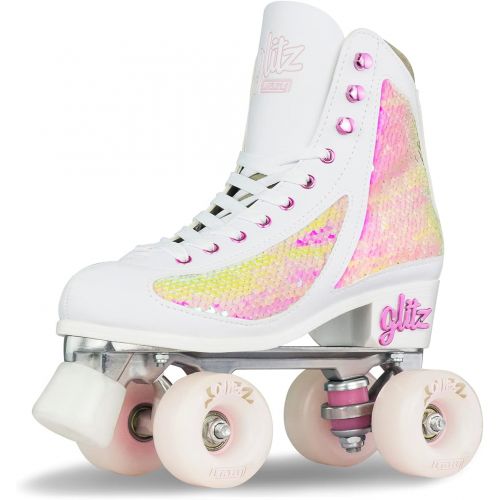  Crazy Skates Glitz Roller Skates Adjustable or Fixed Sizes Glitter Sparkle Quad Skates for Women and Girls