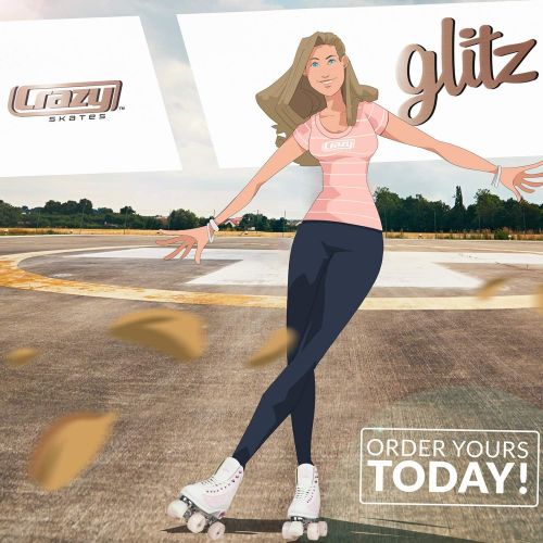  Crazy Skates Glitz Roller Skates Adjustable or Fixed Sizes Glitter Sparkle Quad Skates for Women and Girls
