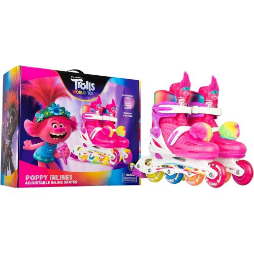  Crazy Skates Trolls Size Adjustable Inline Skates - Featuring Poppy or Barb from Trolls World Tour