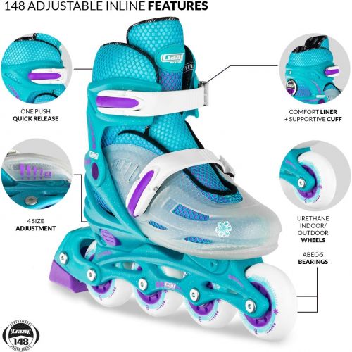  Crazy Skates Adjustable Inline Skates for Girls and Boys - Adjust to fit 4 Sizes - Model 148