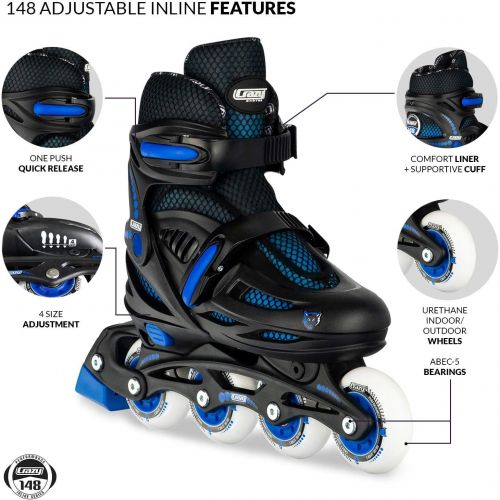  Crazy Skates Adjustable Inline Skates for Girls and Boys - Adjust to fit 4 Sizes - Model 148