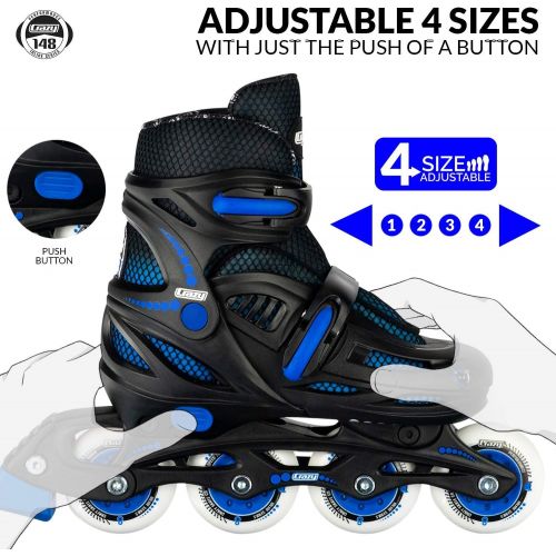  Crazy Skates Adjustable Inline Skates for Girls and Boys - Adjust to fit 4 Sizes - Model 148