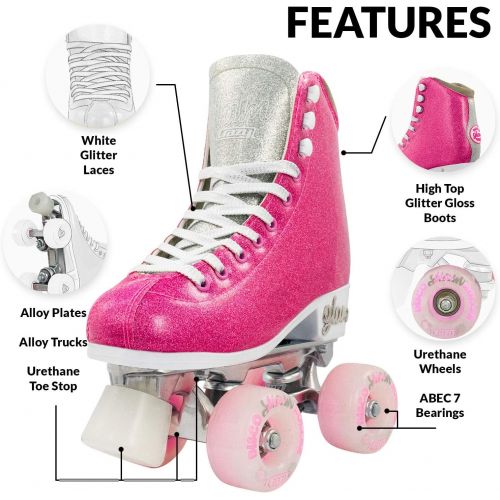  [아마존베스트]Crazy Skates Glam Roller Skates for Women and Girls | Dazzling Glitter Sparkle Quad Skates