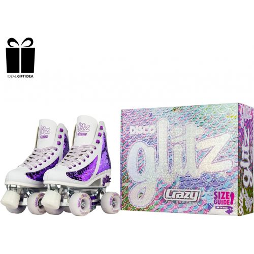  [아마존베스트]Crazy Skates Glitz Roller Skates for Women and Girls - Dazzling Glitter Sparkle Quad Skates