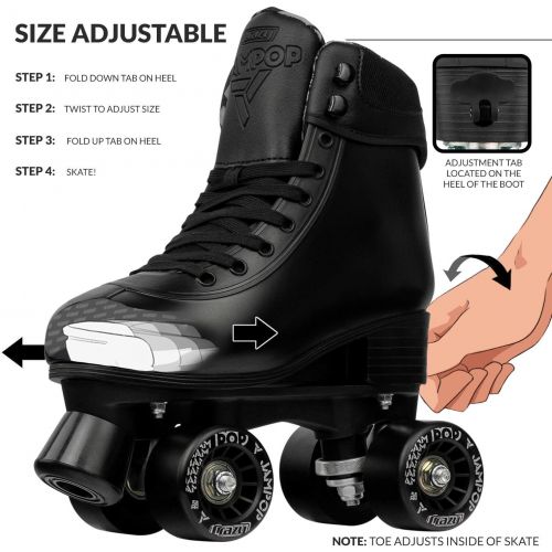  [아마존베스트]Crazy Skates Adjustable Roller Skates for Boys and Girls - Adjusts to Fit 4 Shoe Sizes - Jam Pop Series