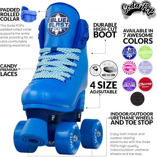  Crazy Skates Soda Pop Adjustable Roller Skates for Girls and Boys - Adjusts to fit 4 Shoe Sizes