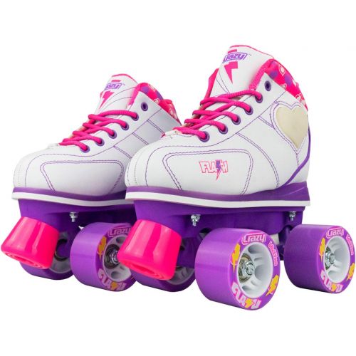  Crazy Skates Flash Roller Skates | LED Light Up Skates | Great Beginner Skate for Kids | White