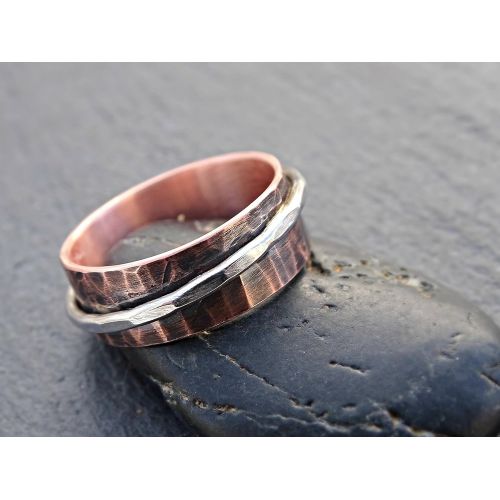  CrazyAss Jewelry Designs copper silver ring, hammered ring copper silver ring, rustic mens ring, unqiue copper ring, cool mens ring, forged copper ring unique anniversary gift