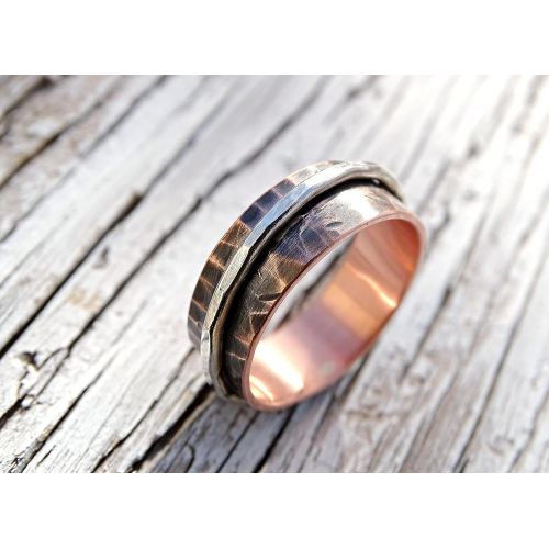  CrazyAss Jewelry Designs copper silver ring, hammered ring copper silver ring, rustic mens ring, unqiue copper ring, cool mens ring, forged copper ring unique anniversary gift