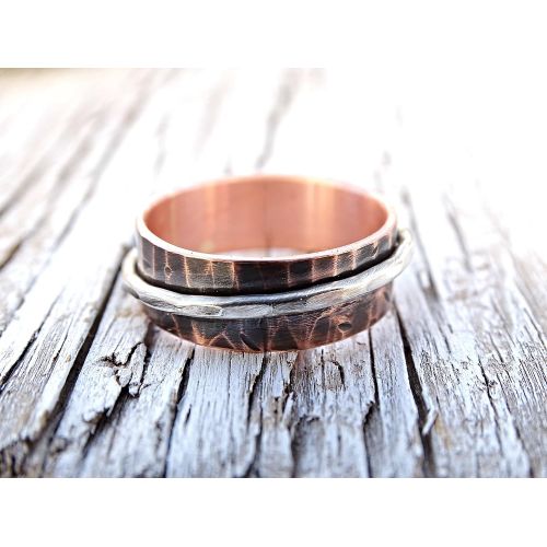  CrazyAss Jewelry Designs copper silver ring, hammered ring copper silver ring, rustic mens ring, unqiue copper ring, cool mens ring, forged copper ring unique anniversary gift