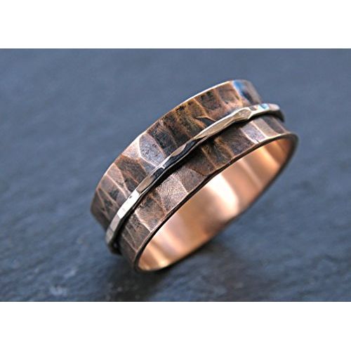  CrazyAss Jewelry Designs bronze spinning ring for men, bronze silver ring, personalized mens ring bronze silver, mens meditation ring, bronze anniversary gift unique handmade