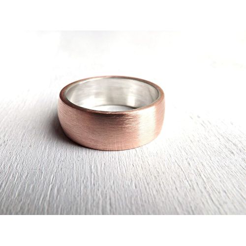  CrazyAss Jewelry Designs copper wedding ring, personalized mens ring, mixed metal ring copper silver, alternative wedding band copper silver, mens ring copper, anniversary gift for men