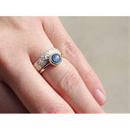  CrazyAss Jewelry Designs star sapphire engagement ring, delicate sapphire ring silver, silver ring blue sapphire, unique wedding ring sapphire, fine star sapphire ring, September birthstone ring, sapphire