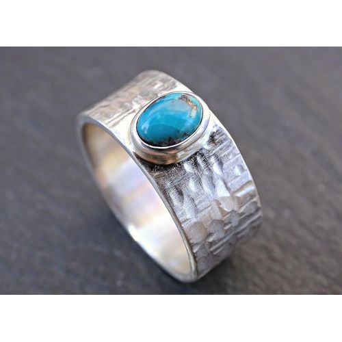  CrazyAss Jewelry Designs turquoise mens ring silver proposal ring, wide mens ring turquoise, rustic silver ring gemstone mens promise ring cross hammered silver ring anniversary gift