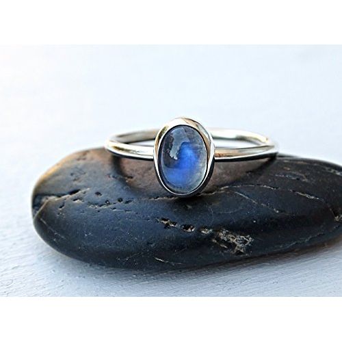  CrazyAss Jewelry Designs silver moonstone engagement ring, blue moonstone ring silver, delicate ring moonstone, June birthstone ring, modern ring anniversary gift for her