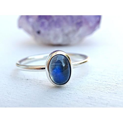  CrazyAss Jewelry Designs silver moonstone engagement ring, blue moonstone ring silver, delicate ring moonstone, June birthstone ring, modern ring anniversary gift for her