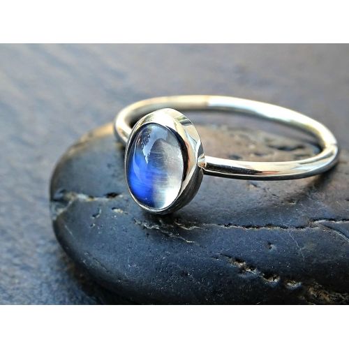  CrazyAss Jewelry Designs silver moonstone engagement ring, blue moonstone ring silver, delicate ring moonstone, June birthstone ring, modern ring anniversary gift for her