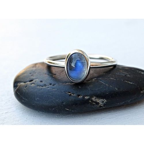  CrazyAss Jewelry Designs silver moonstone engagement ring, blue moonstone ring silver, delicate ring moonstone, June birthstone ring, modern ring anniversary gift for her