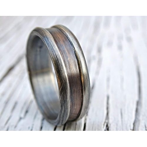  CrazyAss Jewelry Designs architectural ring bronze silver, mens ring two tone, mens wedding band bronze, ring bronze anniversary gift, rustic mens promise ring mixed metal