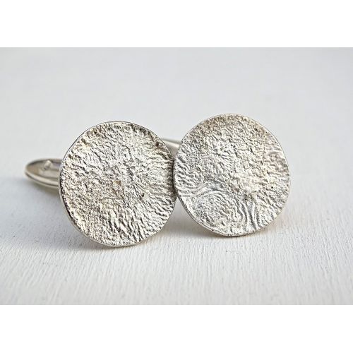  CrazyAss Jewelry Designs unique silver cuff links round, mens cuff links sterling silver reticulated surface, wedding cufflinks groom, unique gift fathers day gift for husband, anniversary gift for him