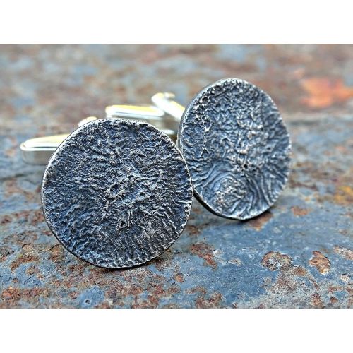  CrazyAss Jewelry Designs unique silver cuff links round, mens cuff links sterling silver reticulated surface, wedding cufflinks groom, unique gift fathers day gift for husband, anniversary gift for him