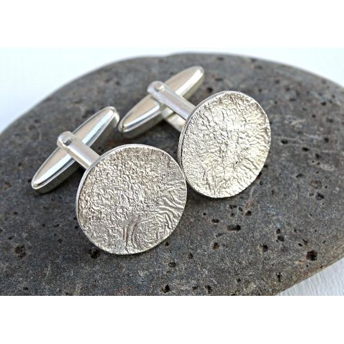  CrazyAss Jewelry Designs unique silver cuff links round, mens cuff links sterling silver reticulated surface, wedding cufflinks groom, unique gift fathers day gift for husband, anniversary gift for him