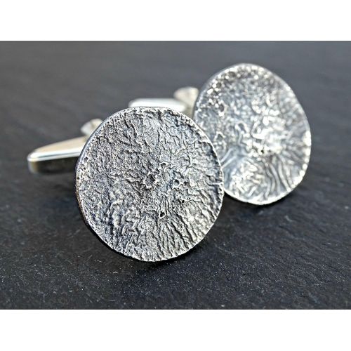  CrazyAss Jewelry Designs unique silver cuff links round, mens cuff links sterling silver reticulated surface, wedding cufflinks groom, unique gift fathers day gift for husband, anniversary gift for him