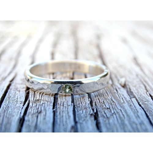  CrazyAss Jewelry Designs silver engagement ring, rustic wedding ring gemstone flush set, silver wedding band, personalized gift men, womens personalized ring, hammered silver ring with gemstone choice