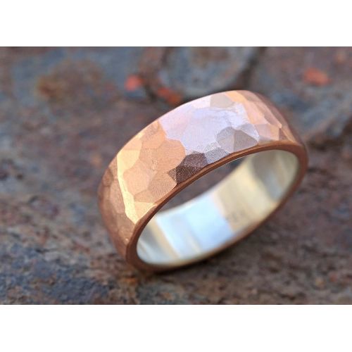  CrazyAss Jewelry Designs wide mens wedding band copper silver, cool mens ring rustic, alternative wedding ring copper, hammered mens ring copper anniversary gift