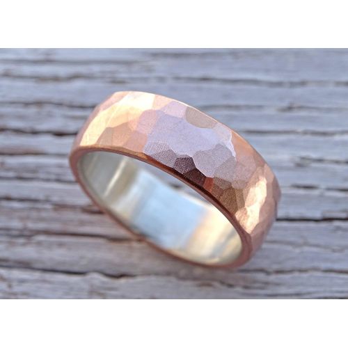  CrazyAss Jewelry Designs wide mens wedding band copper silver, cool mens ring rustic, alternative wedding ring copper, hammered mens ring copper anniversary gift