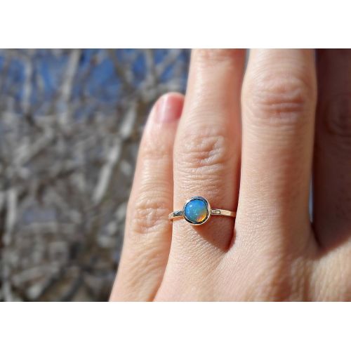  CrazyAss Jewelry Designs welo opal promise ring silver, delicate opal ring, hammered silver ring opal unique engagement ring October birthstone opal anniversary gift