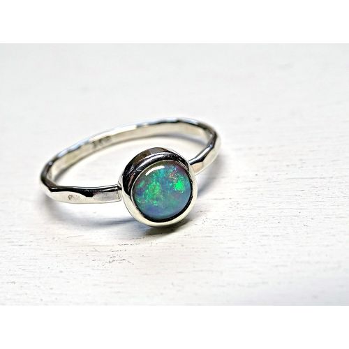  CrazyAss Jewelry Designs welo opal promise ring silver, delicate opal ring, hammered silver ring opal unique engagement ring October birthstone opal anniversary gift