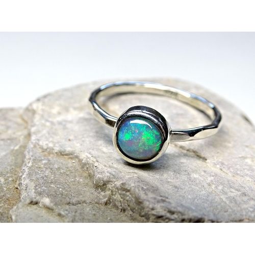  CrazyAss Jewelry Designs welo opal promise ring silver, delicate opal ring, hammered silver ring opal unique engagement ring October birthstone opal anniversary gift