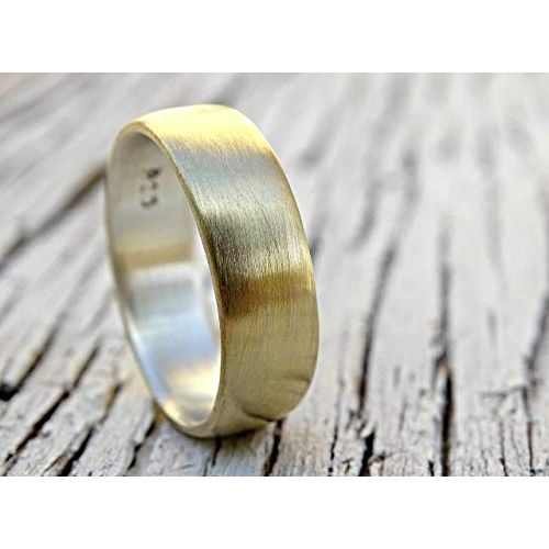  CrazyAss Jewelry Designs brass wedding ring, domed brass ring silver, mens ring silver brass, mens wedding band two tone, mens ring mixed metal, anniversary gift