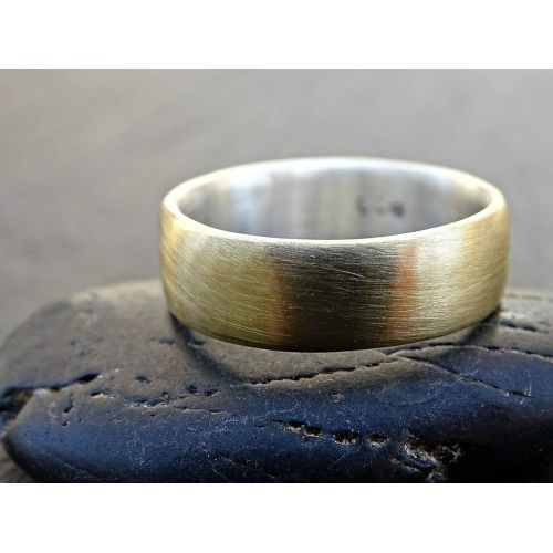  CrazyAss Jewelry Designs brass wedding ring, domed brass ring silver, mens ring silver brass, mens wedding band two tone, mens ring mixed metal, anniversary gift