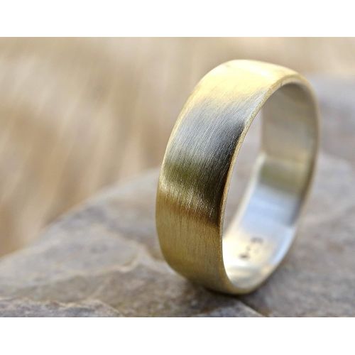  CrazyAss Jewelry Designs brass wedding ring, domed brass ring silver, mens ring silver brass, mens wedding band two tone, mens ring mixed metal, anniversary gift