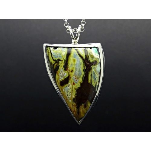  CrazyAss Jewelry Designs big Variscite pendant silver, large mens pendant, Clay Canyon Variscite necklace silver, rare gemstone pendant silver, unique gift for him