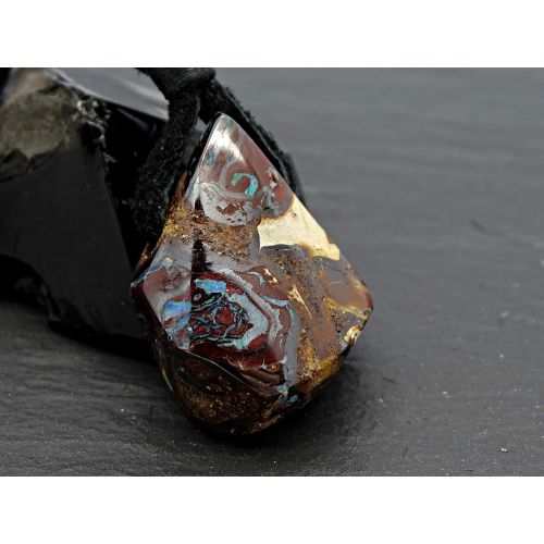  CrazyAss Jewelry Designs big Yowah opal pendant, mens Boulder opal necklace leather, mens opal pendant, opal anniversary gift for him, October birthstone pendant