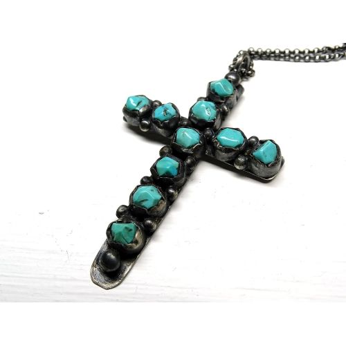  CrazyAss Jewelry Designs turquoise cross mens necklace black silver, large gemstone cross, mens cross pendant raw turquoise, rustic cross pendant viking gift for him