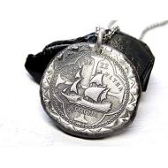 CrazyAss Jewelry Designs Atocha coin pendant silver, silver atocha coin necklace, silver shipwreck coin pendant, big mens coin pendant, unique gift for him