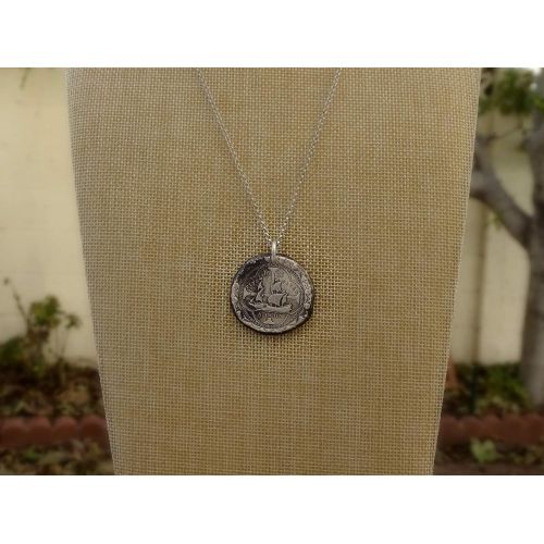  CrazyAss Jewelry Designs Atocha coin pendant silver, silver atocha coin necklace, silver shipwreck coin pendant, big mens coin pendant, unique gift for him