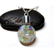 CrazyAss Jewelry Designs floating opal pendant, Australian opal pendant, glass flask opal pendant, raw opal necklace, October birthstone necklace anniversary gift