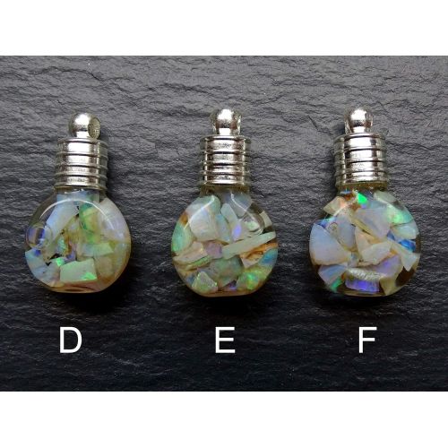  CrazyAss Jewelry Designs floating opal pendant, Australian opal pendant, glass flask opal pendant, raw opal necklace, October birthstone necklace anniversary gift