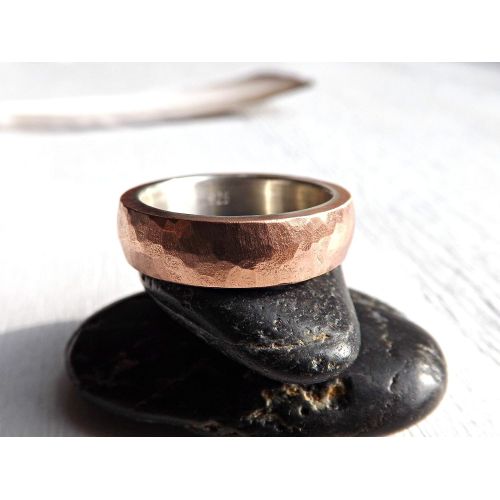  CrazyAss Jewelry Designs unique mens ring copper silver, copper wedding ring silver, mens wedding band, cool mens ring rustic steampunk ring, copper anniversary gift, mens engagement band