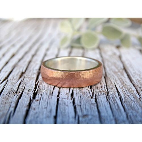  CrazyAss Jewelry Designs unique mens ring copper silver, copper wedding ring silver, mens wedding band, cool mens ring rustic steampunk ring, copper anniversary gift, mens engagement band