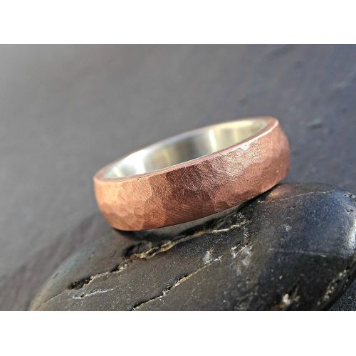  CrazyAss Jewelry Designs unique mens ring copper silver, copper wedding ring silver, mens wedding band, cool mens ring rustic steampunk ring, copper anniversary gift, mens engagement band